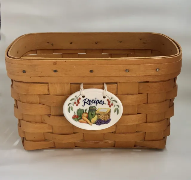 Longaberger Large Recipe Basket with Tie On Charm 8 1/4” From Year 2000