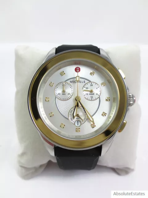 NEW Michele Cape Watch Black Silver Gold Two Tone Honey Topaz MWW27E000023 NIB