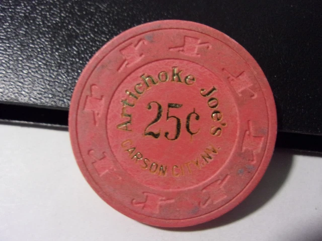 ARTICHOKE JOE'S CASINO 25¢ hotel casino gaming poker chip - Carson City, NV