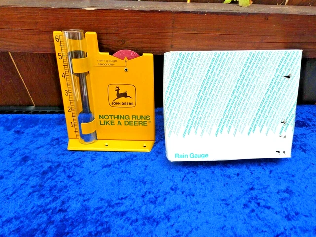 Vintage John Deere Tractor Rain Gauge New Old Stock And Mint In Box Vintage John Deere Tractor Rain Gauge New Old Stock And Mint In Box