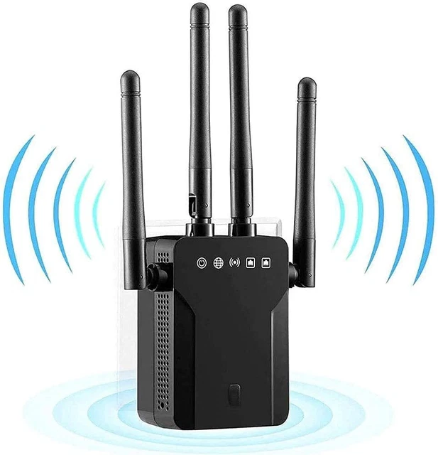 Amplificatore WiFi Aenxwa 1200 Mbps – Ripetitore Dual Band 2.4/5 GHz, 4 Antenne, Porta LAN, Modalità Router/AP/Repeater, Copertura A 360°