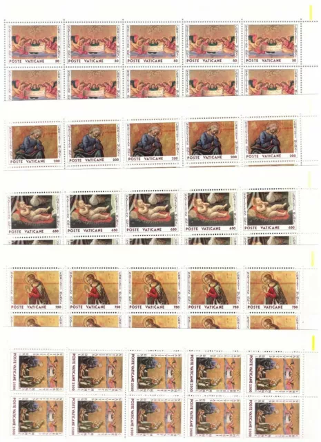 S19555) Vatican 1990 MNH New Christmas 5v Sheet not Folded