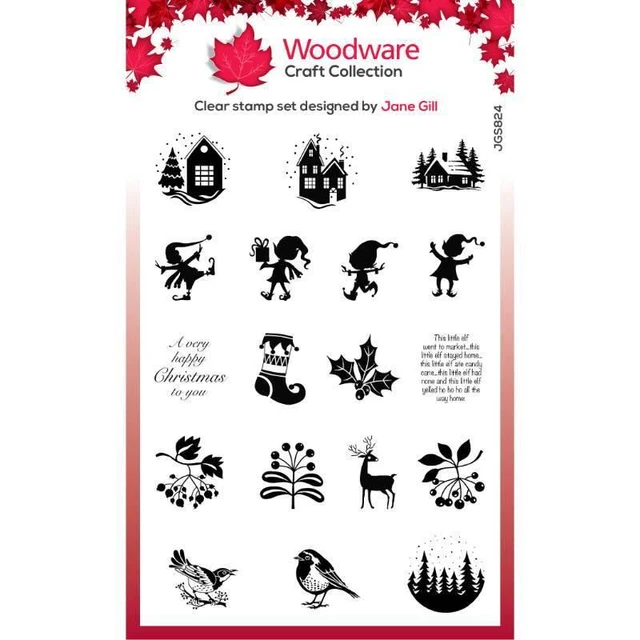 Woodware Big Bubble Large Toppers 15 Pce Clear Stamp Set Christmas Card Making