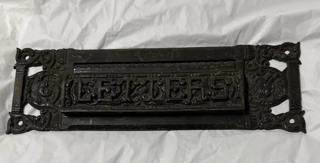 Antique Brass Mail Slot READING HARDWARE Co Ornate RHCo LETTERS