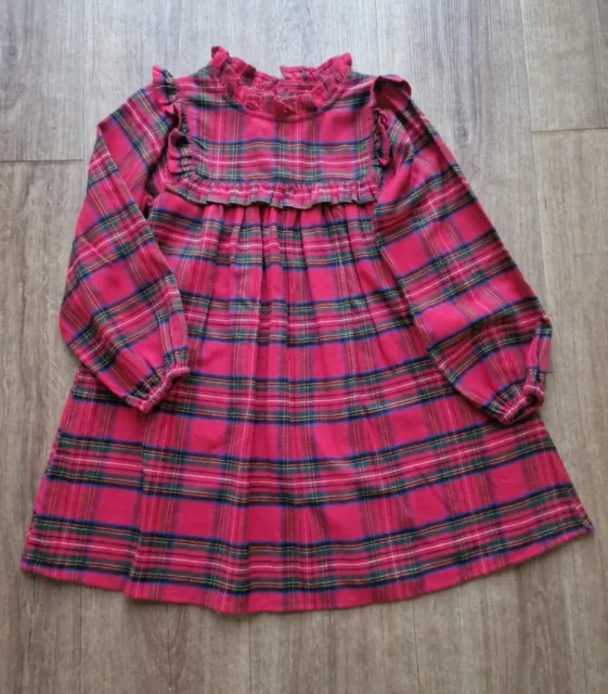 NEXT Girls tartan frill neck red winter Christmas dress Age 7 Yrs Only worn once