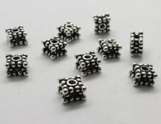 10 Pieces 925 Sterling Silver Beads Spacer Bali Silver Beads 5mm Square Spacers