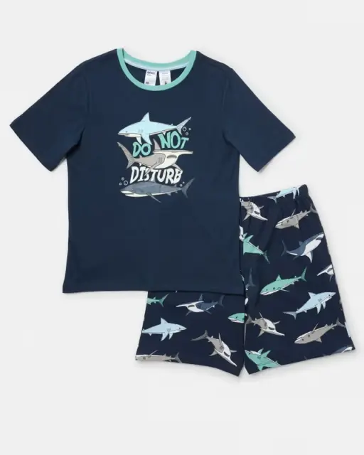 Boys size 16 Do Not Disturb Sharks Cotton summer pyjamas pjs Anko Sleep NEW