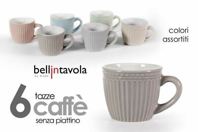 Set 6 Tazzine Tazze Caffe' Jolie in Ceramica senza Piattini 