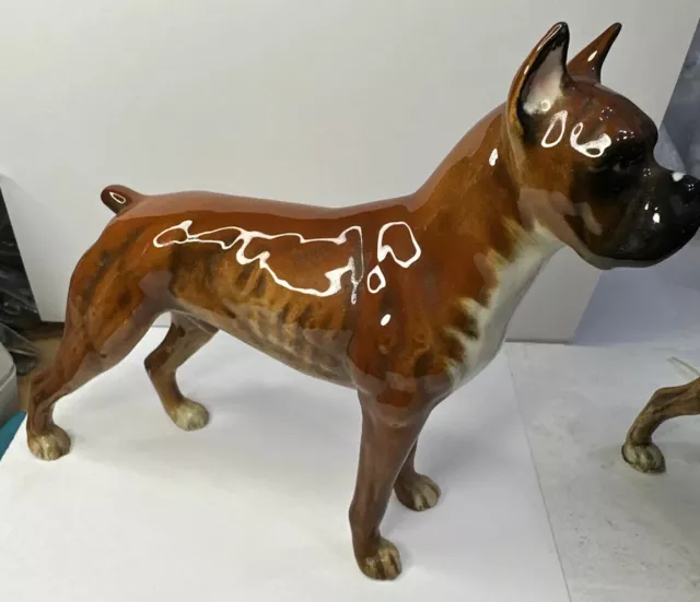 1968 Porcelain Goebel Boxer Dog figurine Brindle White Goebel Of West Germany