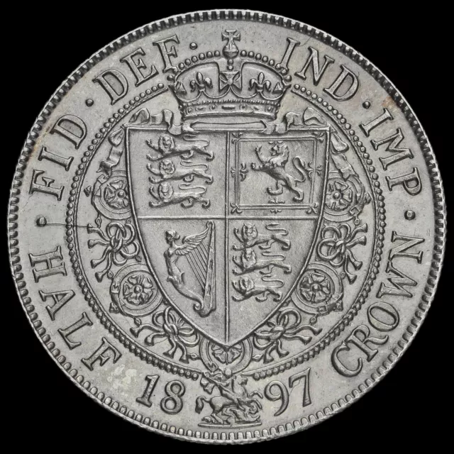 1897 Queen Victoria Veiled Head Silver Half Crown 2