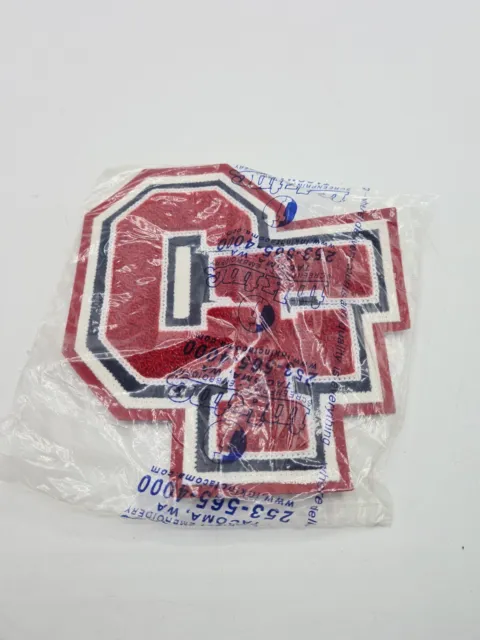 Chenille 3D "CF" Red and White Applique Patch Iron On Letterman Jacket 6"