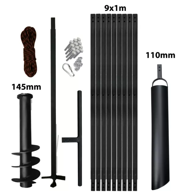 Brunnenbohrer Brunnenbohrgerät Handbohrer Erdbohrer 145mm 10m + Plunscher 110