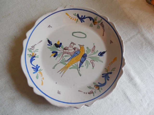 Saladier Ancien En Faïence De Nevers – Décor Floral Du 19ème Siècle
