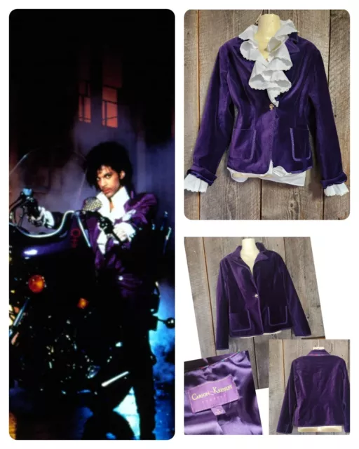 Womens Purple Velvet Blazer Jacket Prince Purple Rain S