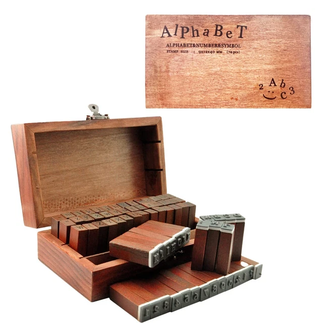Letter Stamps, 70pcs Alphabet Stamps Vintage Wooden Rubber Letter Number...