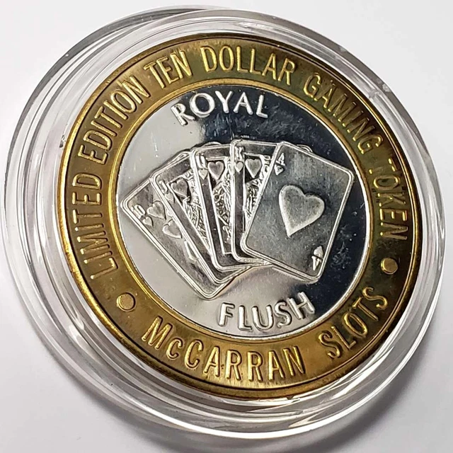 2002 G McCarran Airport Slots .999 Silver Strike $10 Flag Casino Token +MC0206