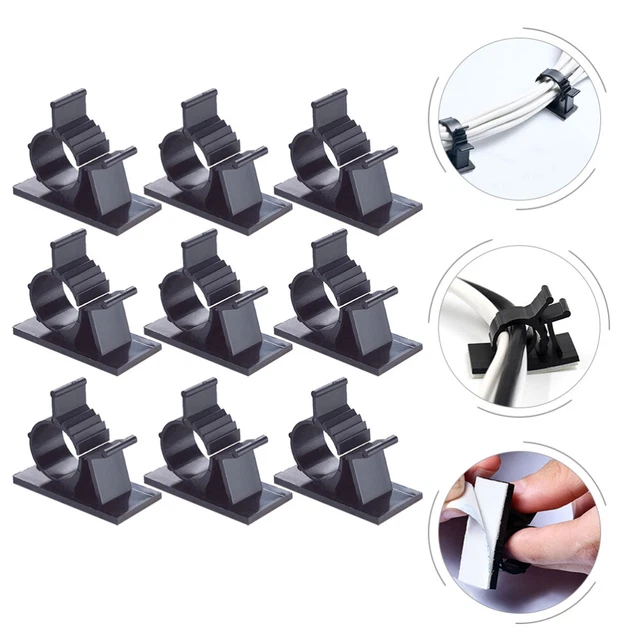 100 Pcs Home Cord Clips Wire Sticky Holders Management Cable Clamp