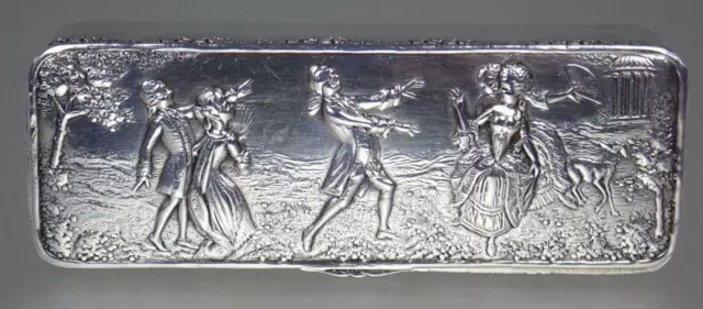 Antique German Sterling Silver Gilt Blind Man's Buff Dog Box London Import 1903