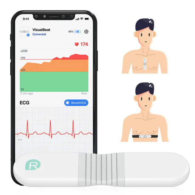 EKG Monitor Heart Rate Strap ANT+ Bluetooth 30mins ECG Recording Heart Monitor