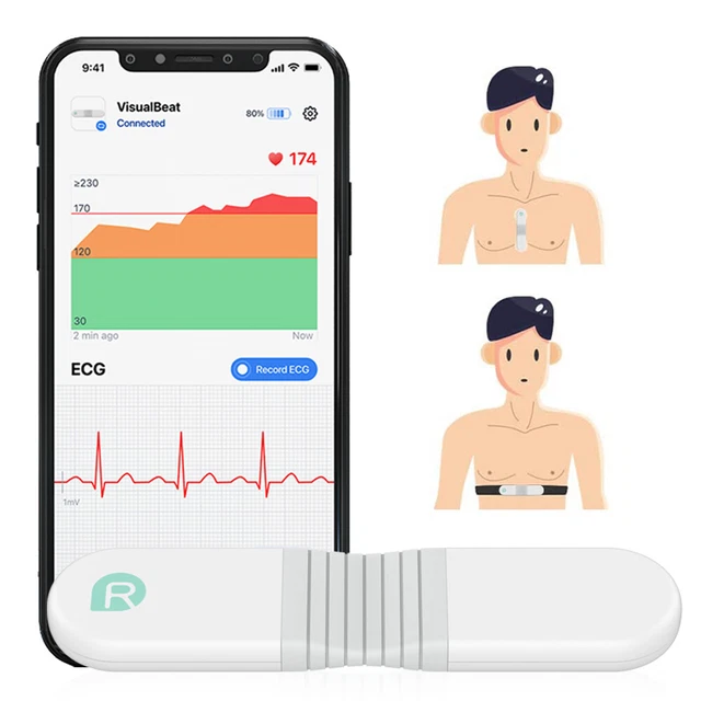 EKG Monitor Heart Rate Strap ANT+ Bluetooth 30mins ECG Recording Heart Monitor
