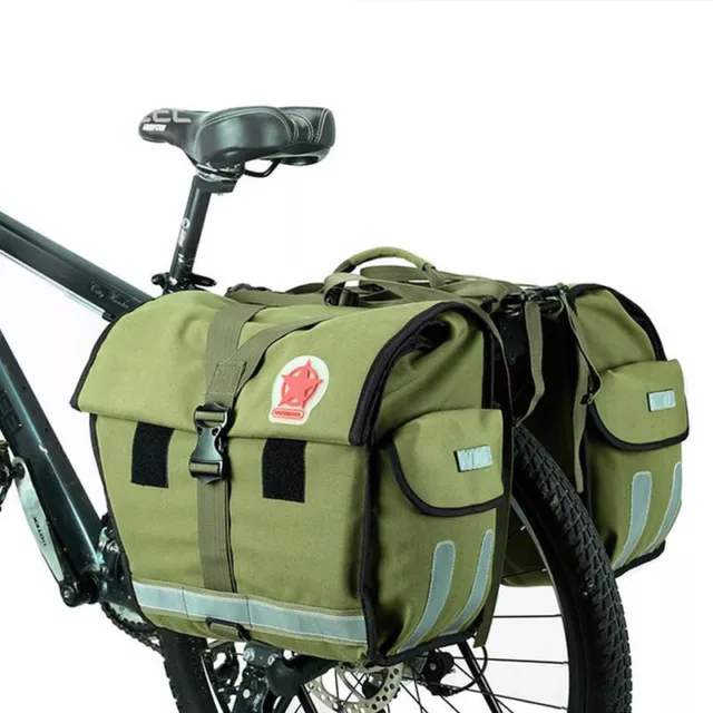 Canvas Bicycle Rear Pannier Bag Rack Trunk Carrier 50L Cycle Bike Luggage Back