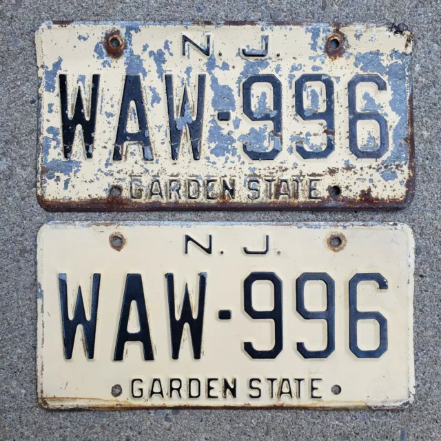 Vintage 1959-1969 New Jersey NJ Garden State License Plate Pair Set WAW - 996