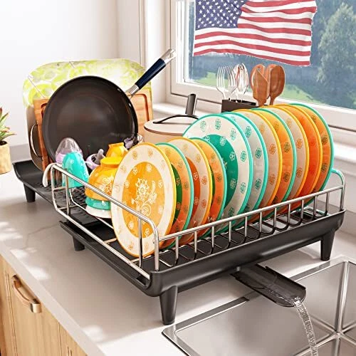 Dish Drying Rack Kitchen Counter Dish Drainers Rack Expandable16.9" to 26.8" ...