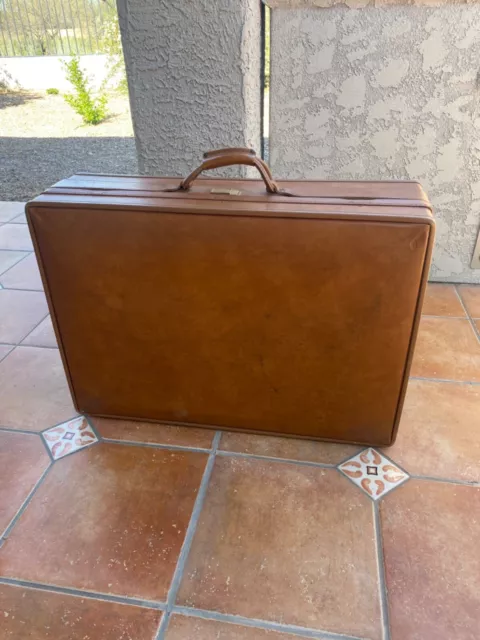 Vintage MCM Large Hartmann Tan Belted Leather Suitcase Luggage