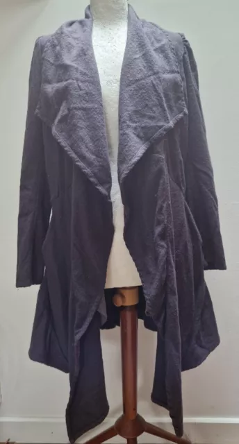 Handwritten Grey Boiled Wool Boho Asymmetric Jacket Coat Small