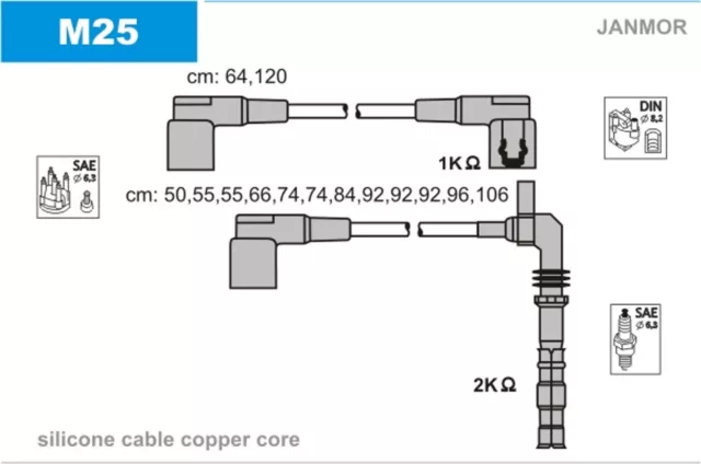 JANMOR Zündleitungssatz M25 für MERCEDES SL KLASSE Silikon W140 C140 R129 600