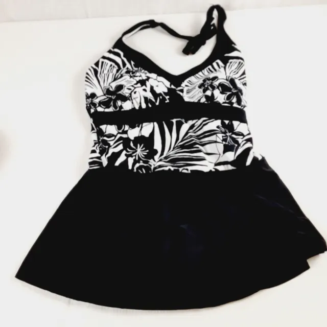 Merona Womens New Black & White Swimdress with Shelf Bra Swim Suit Size 18W