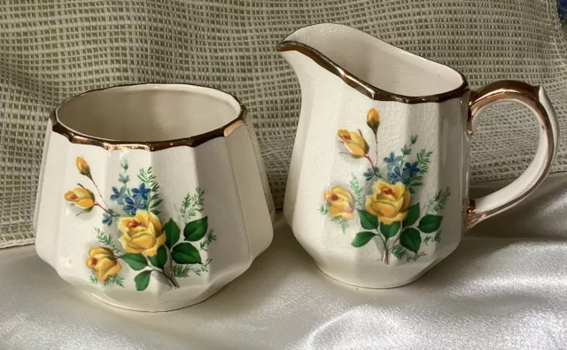 SADLER Sugar Bowl  And milk  Jug: Yellow Roses 🌼🌼🌼