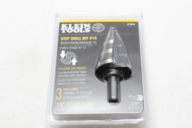 Klein (KTSB15) Double-Fluted 7/8"-1 3/8" - 3-Step Drill Bit