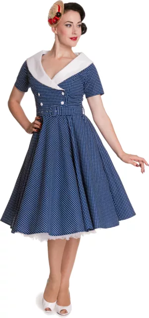 Hell Bunny «CLAUDIA 50s» Polka Dots Vintage Picnic Collar Dress KLEID Rockabilly