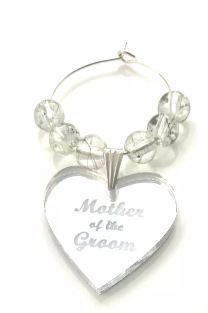 Personalised Wedding Glass Charm Clear Oily Drizzle Beads Favours Keepsake Hen