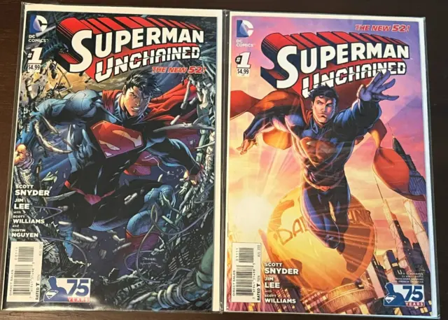 Superman Unchained #1 - DC Comics, August 2013, NEW 52 Lot of 2 Booth Variant