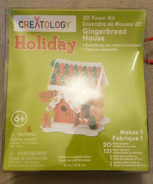 Creatology Holiday 3D Gingerbread House Craft Foam Kit, Brand New In Box