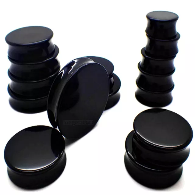 Paar 3Mm-50Mm Schwarz Black Ohr Plug Plugs Retainer Acryl Flesh Tunnel Plugs Big