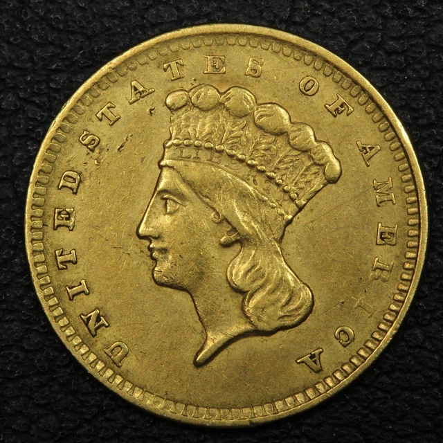 1856 Type 3 $1 One Dollar Gold - Reverse Damage