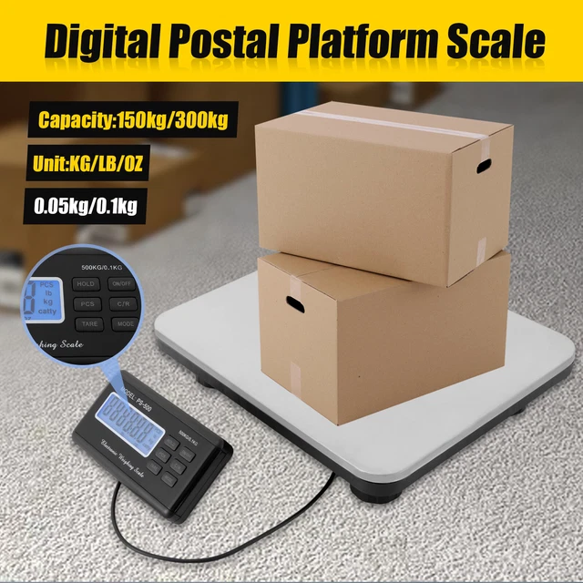 660LBS x 0.1 lb Digital Floor Bench Scale Postal Platform Shipping 300KG Weigh