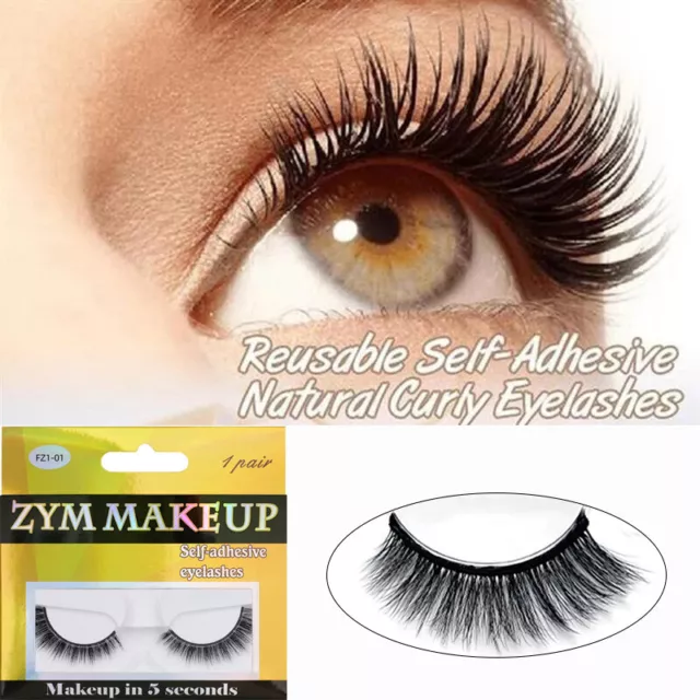 Glue Free False Eyelashes Natural Curly Reusable Self-adhesive 3D Mink Lashes'