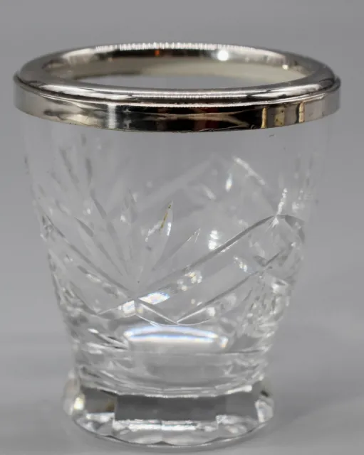 antike Art Deco Vase Löffelvase Kristall 835- Silber- Rand geschliffen H7,5cm