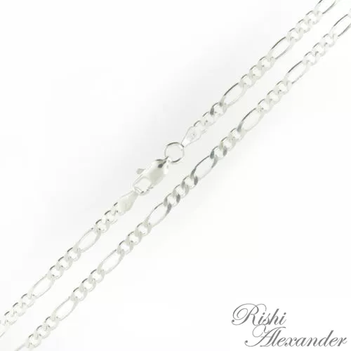 Sterling Silver FIGARO LINK Chain Necklace 080 Gauge 925 Italy Boys Teens Sizes