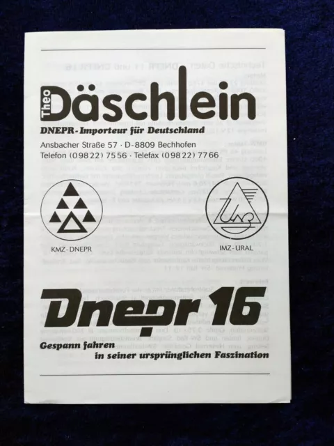 Dnepr 11 16 Preisliste technische Daten Prospekt