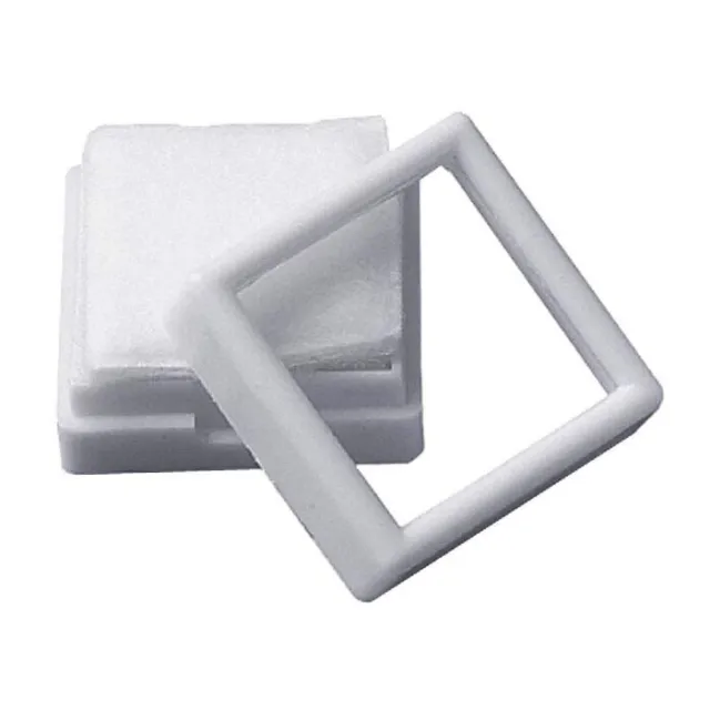 White Plastic Gem Box with Glass Top 2x2” Gemstone Display New
