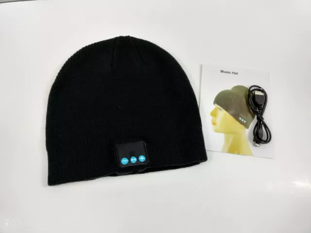 New Black Warm Beanie Hat Smart Wireless Music Cap Headphone Headset Speaker