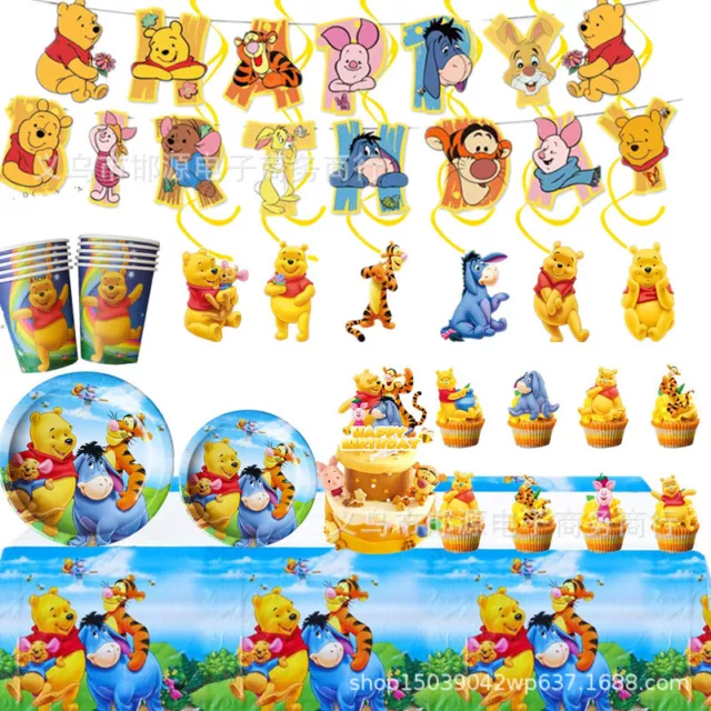 Winnie the Pooh children's birthday party decoration crockery set paper cups