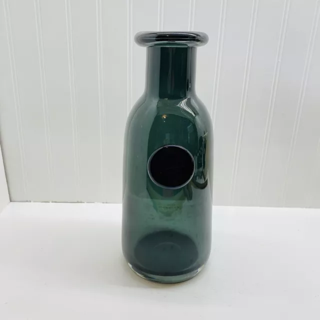 Vintage Hand Blown Art Glass Vase Mid Century  Green Bottle