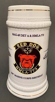Marine Corps Red Dog HMLA 773 Helicopter Ceramic Beer Stein 236th Birthday 2
