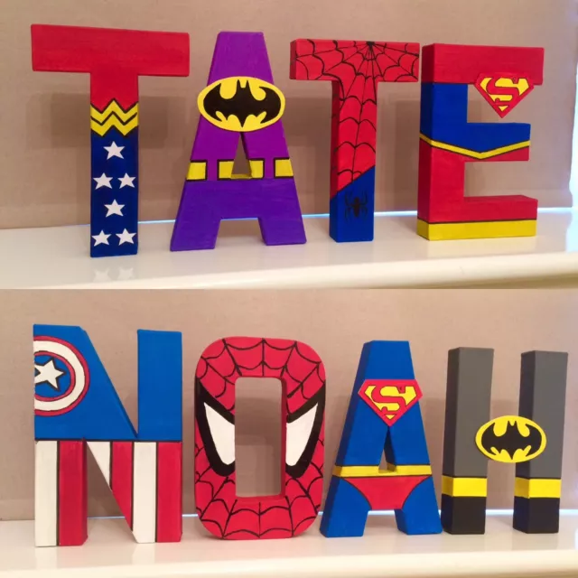 Childrens Superhero letters Boys Batman spiderman Marvel Avengers End Game Dc